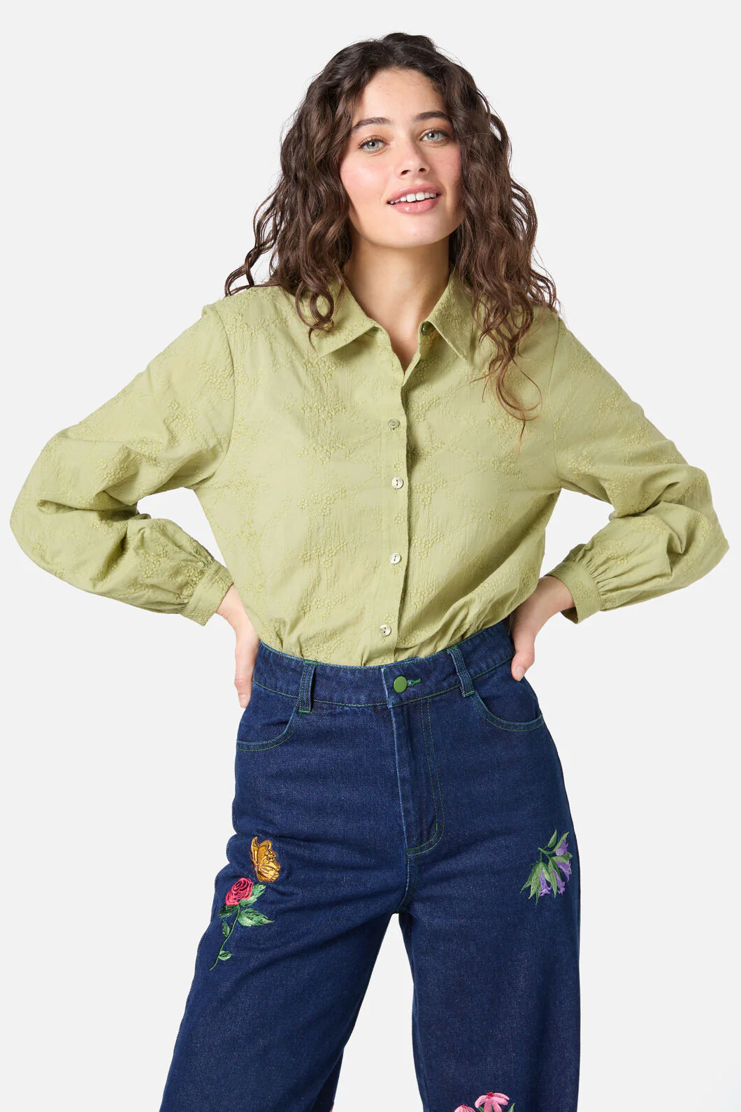 Ada Embroidered Flower Shirt