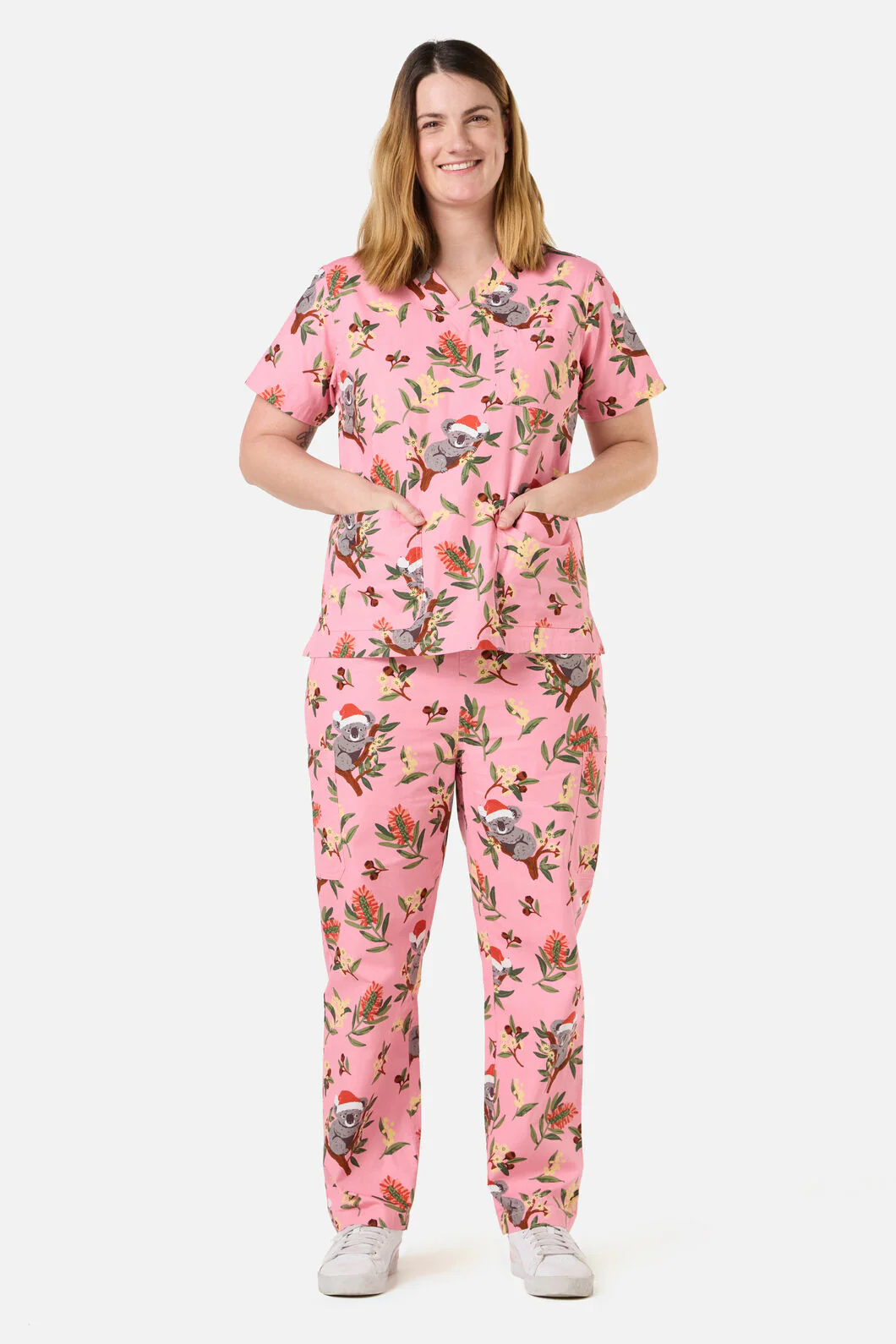 Christmas Koala Pink Scrub Set