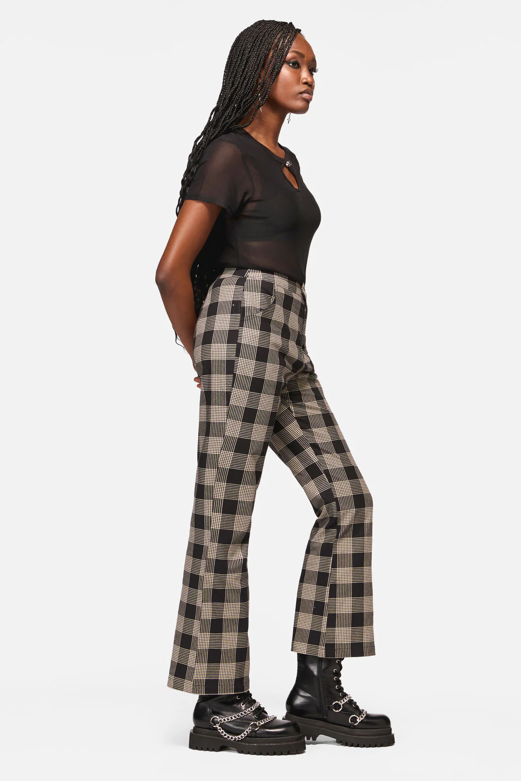Crypt Check Straight Flare Fit Pant