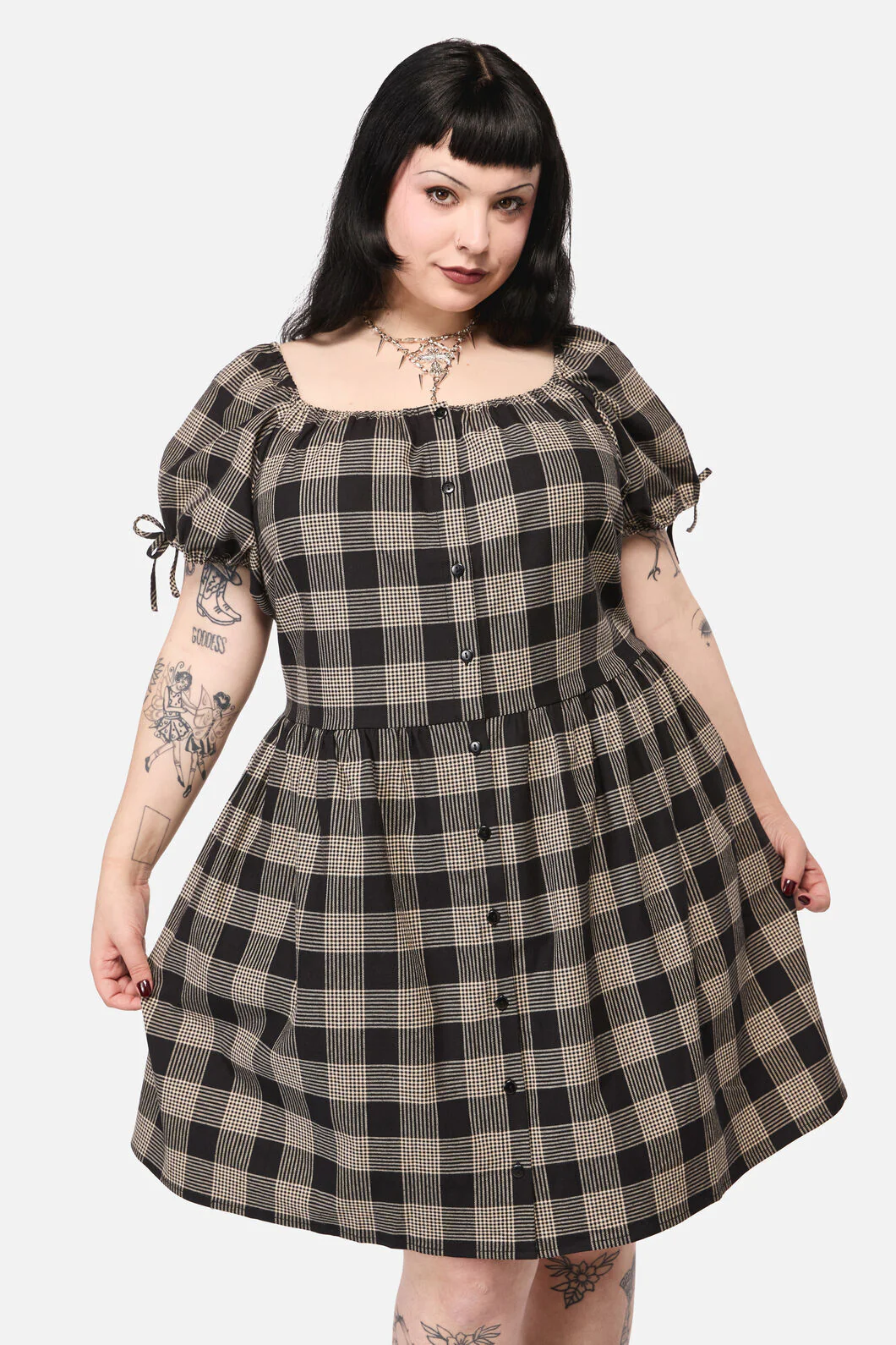 Curve Crypt Check Babydoll Dress