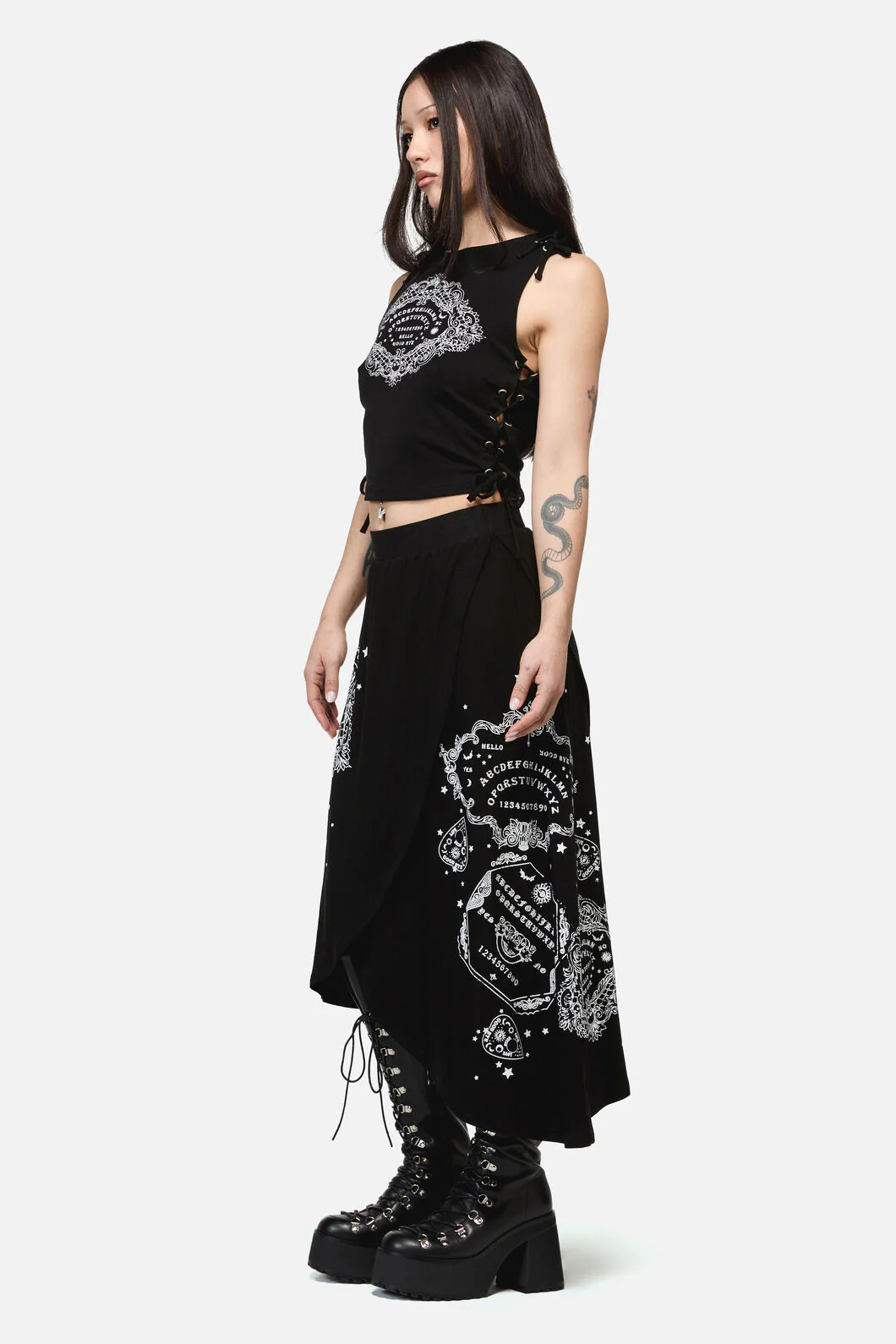 Seance Layered Goth Midi Skirt