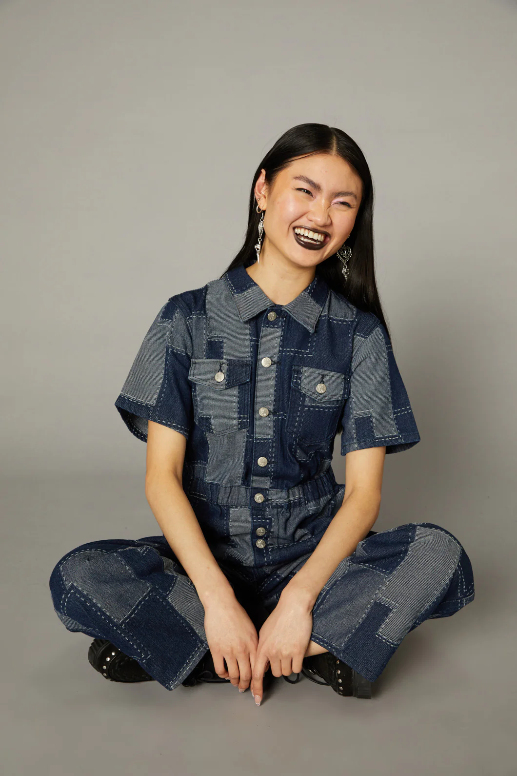 Patchwork Denim Boilersuit