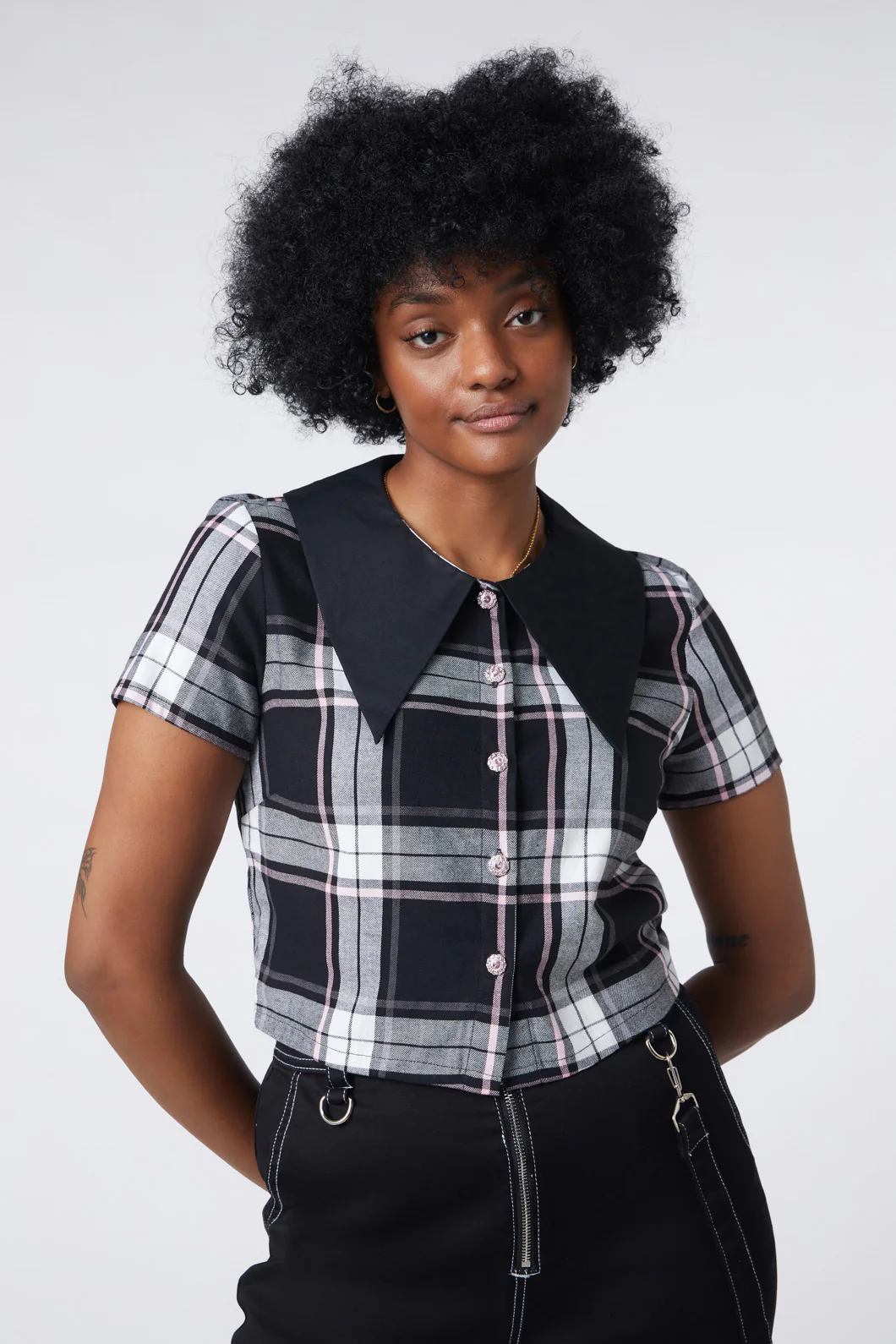 Nancy Pink Tartan Blouse