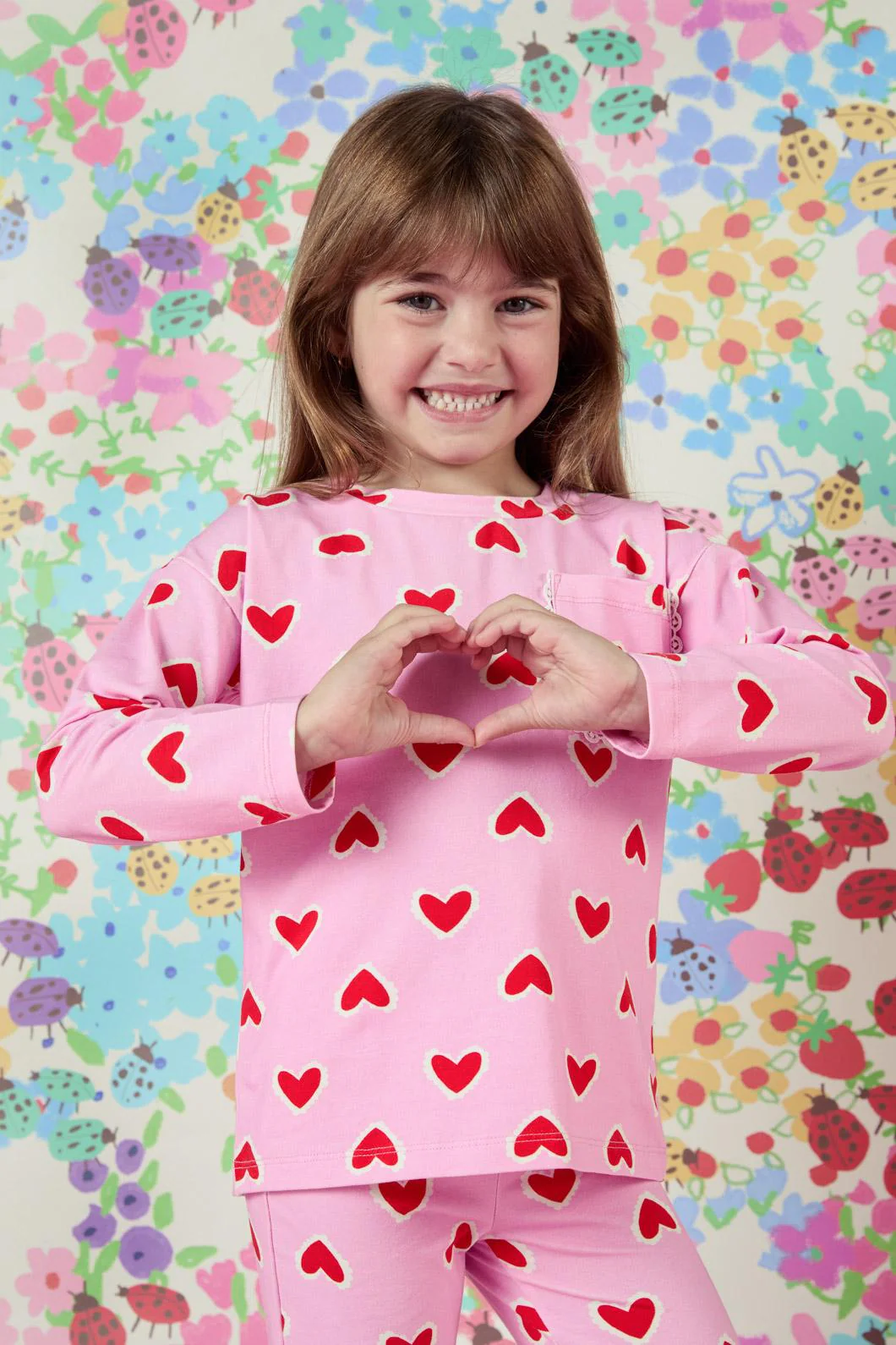 Hearts Kids LS Pkt Tee