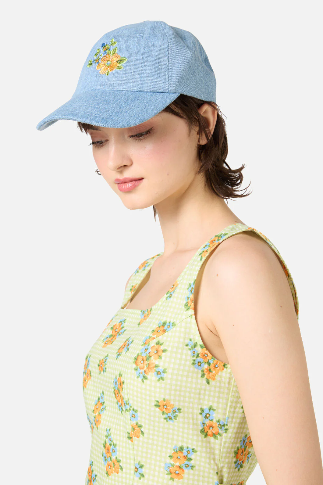Washed Embroidered Floral Cap