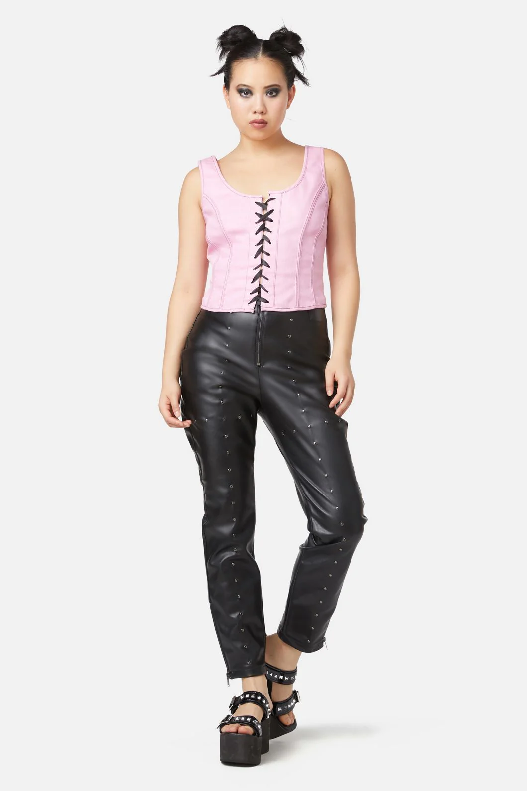 Goth Studded PU Leggings