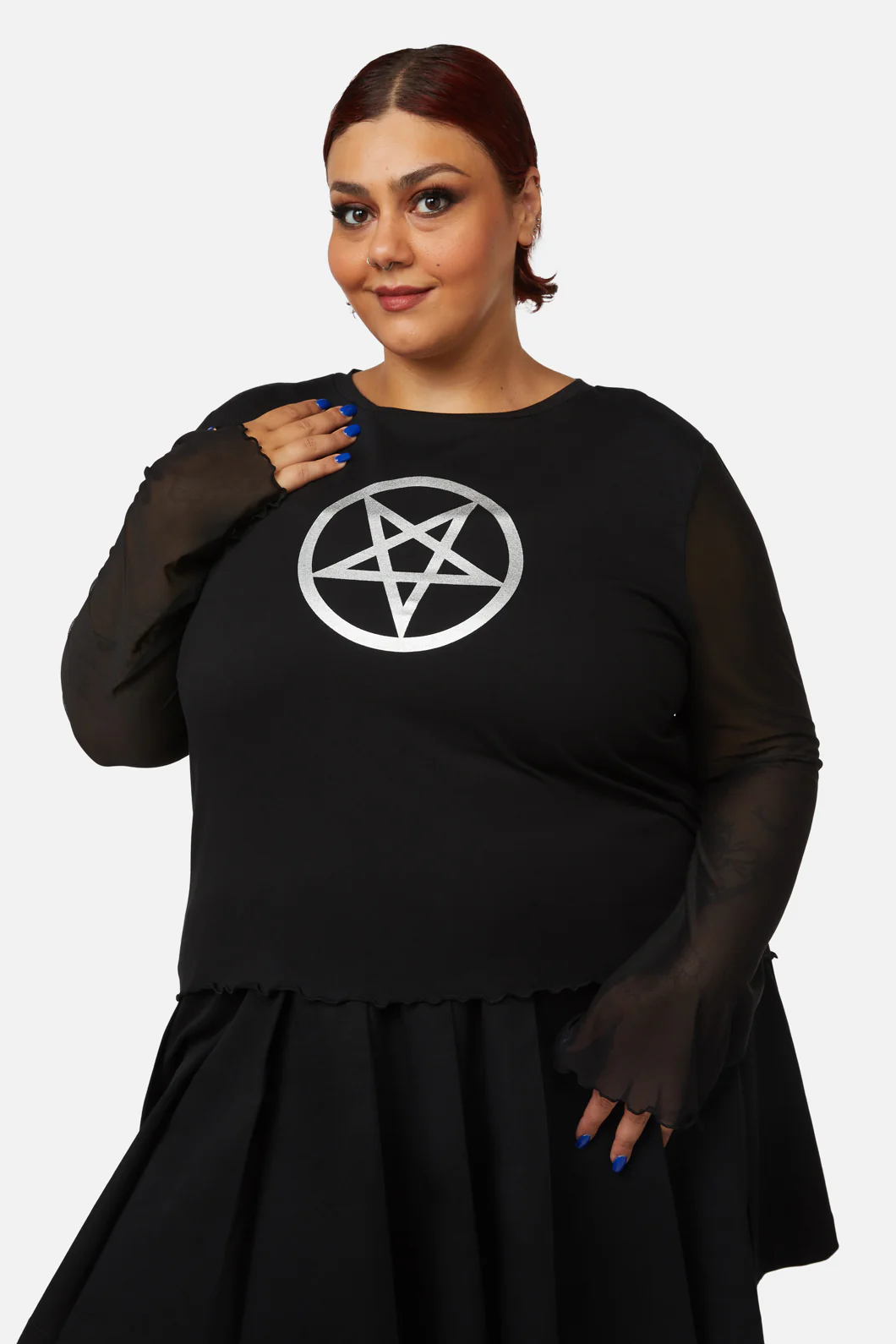 Curve Pentagram Contrast Mesh Top