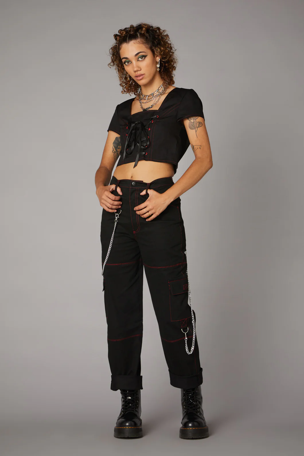 Contrast Stitch Corset Top