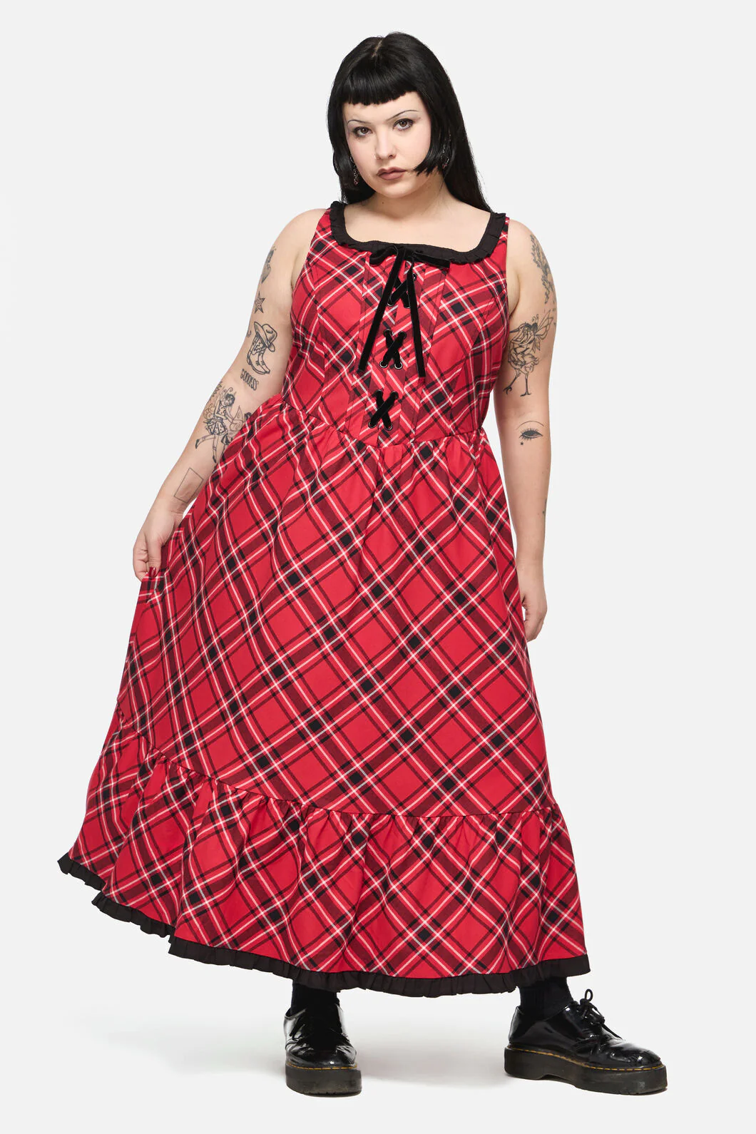 Curve Piracy Punk Tartan Midi Dress