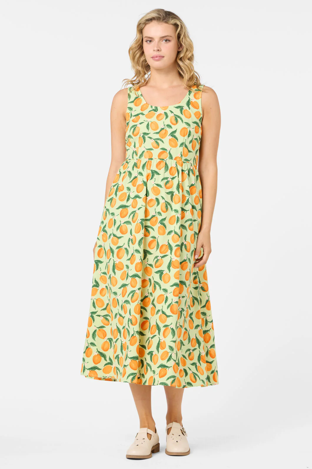 Apricots Gathered Midi Dress