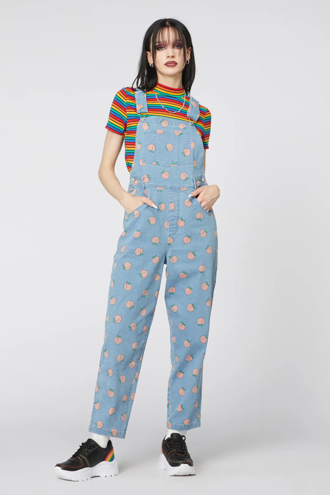 Denim Peach Long Overall