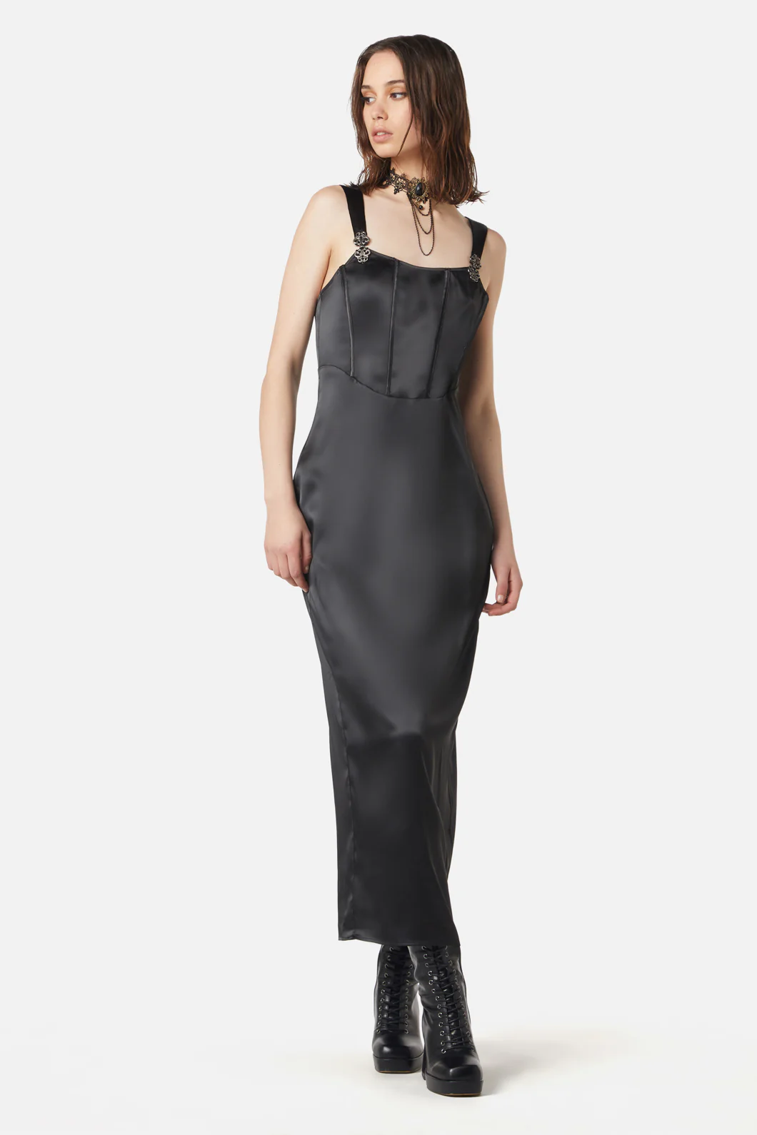 Time Locked Satin Corset Dress