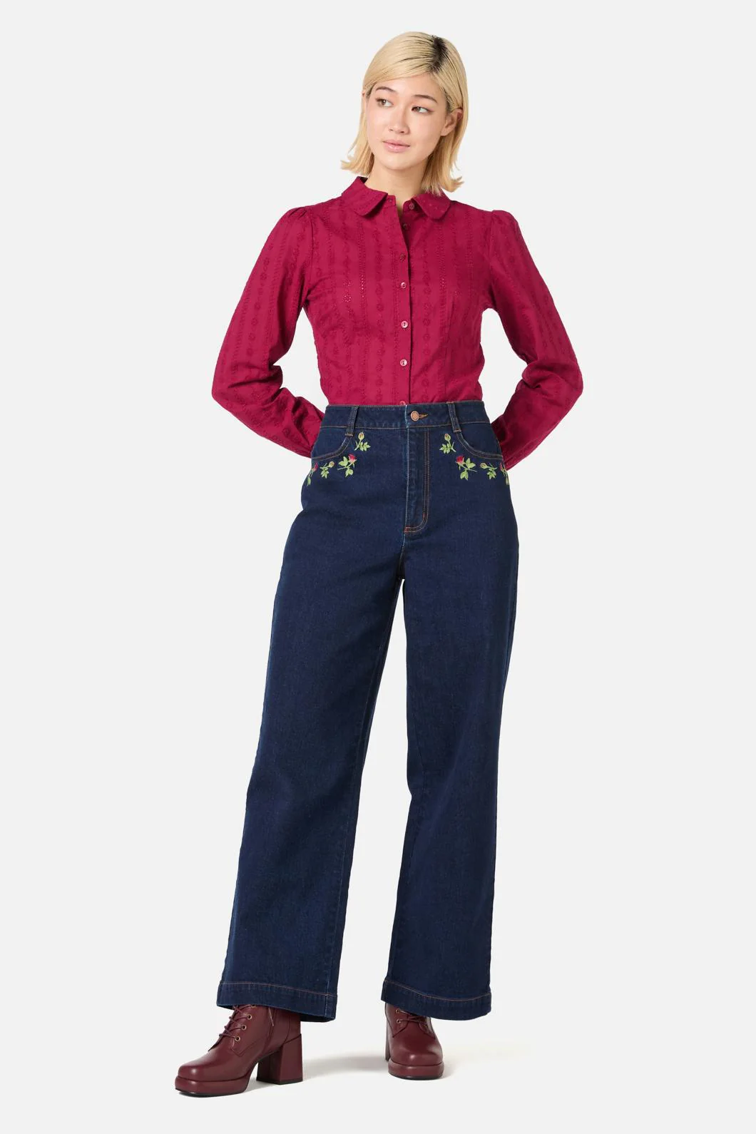 Rose Bud Embroidered Jean