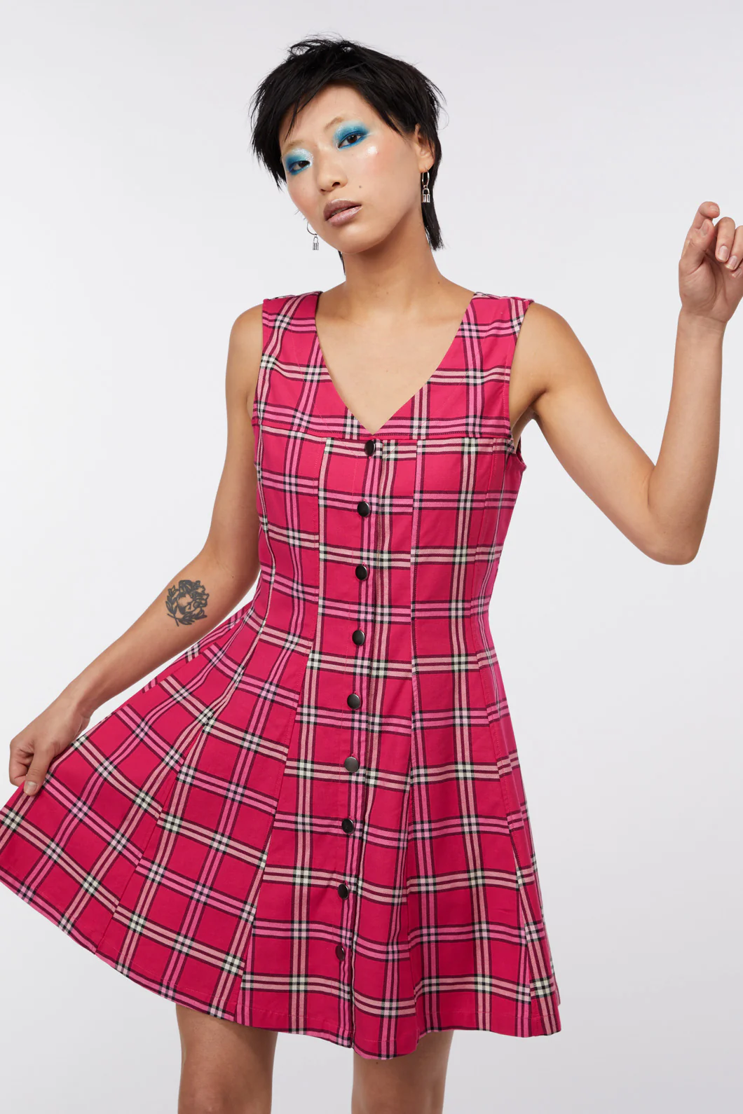 Tartan Button Up Pinafore
