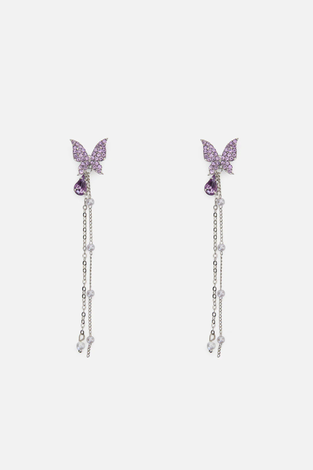 Lilac Butterfly Drop Earrings