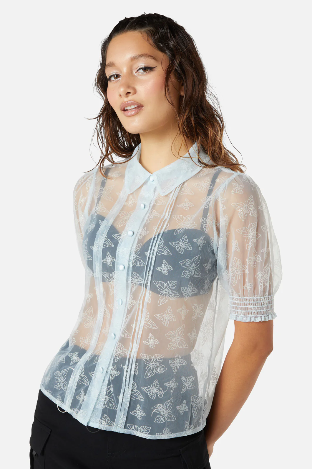 Butterflies On The Wall Mesh Blouse