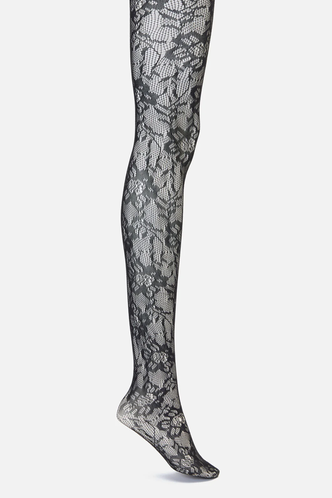 Black Floral Mesh Tights