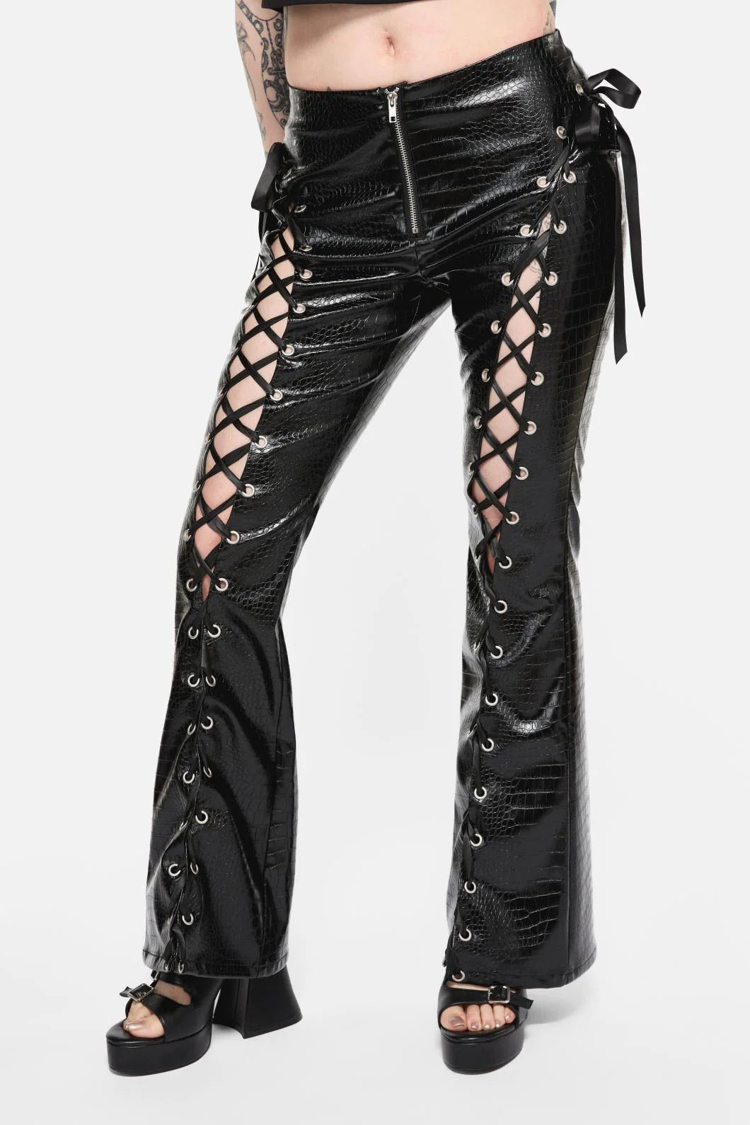 Scales Lace Up PU Pant