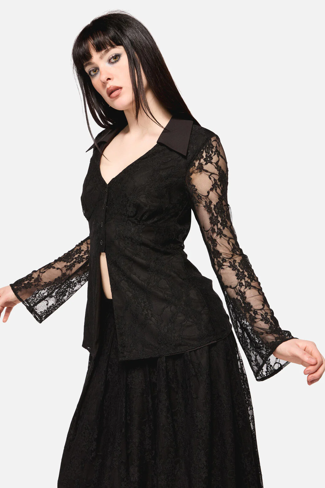 Dark Pieridae Long Sleeve Lace Top