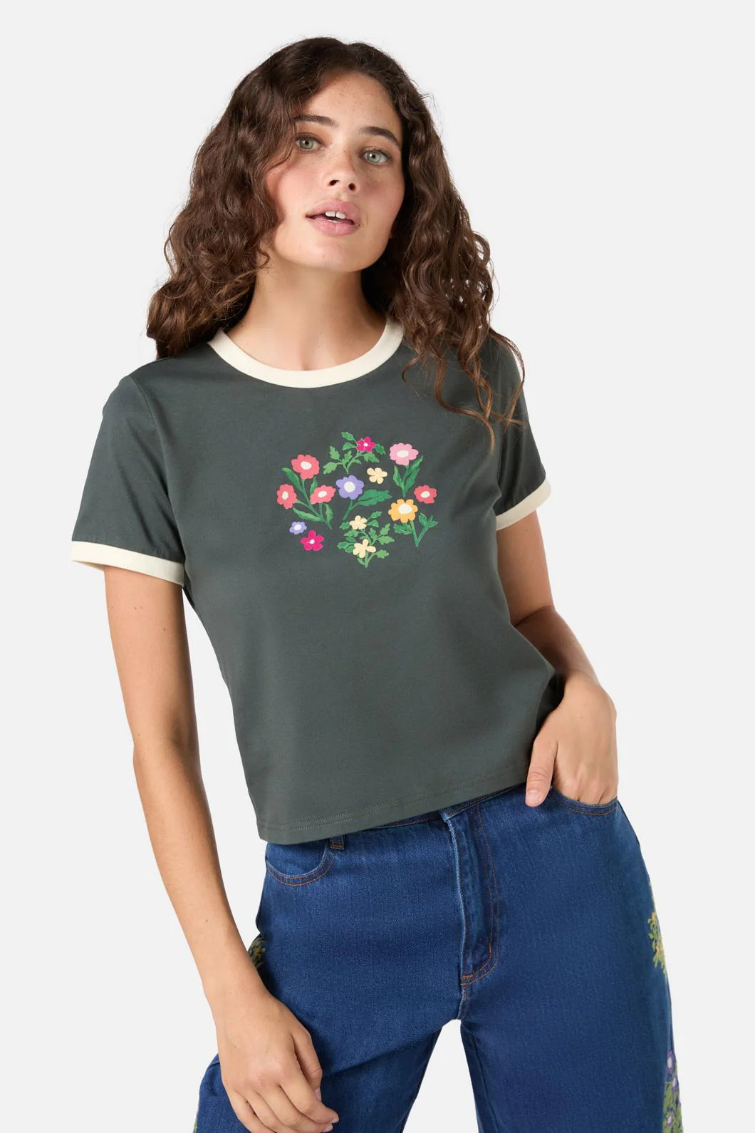 Lattice Flower Baby Tee