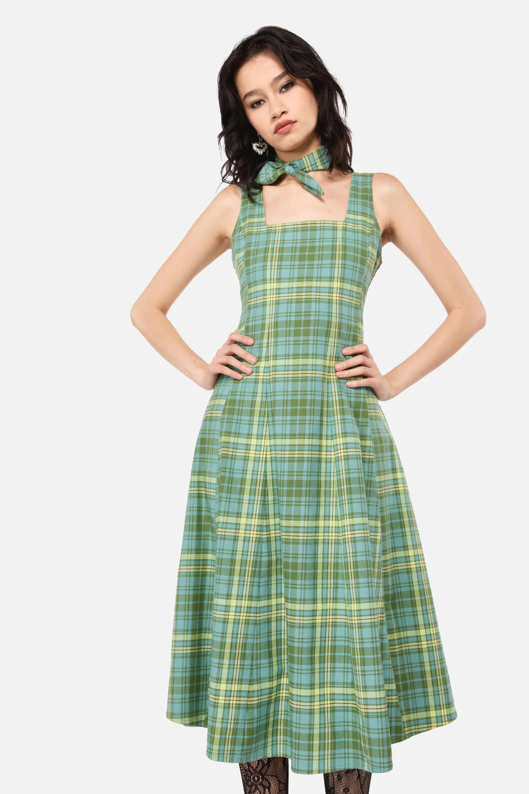 Insect Obsessed Tartan Midi Dress