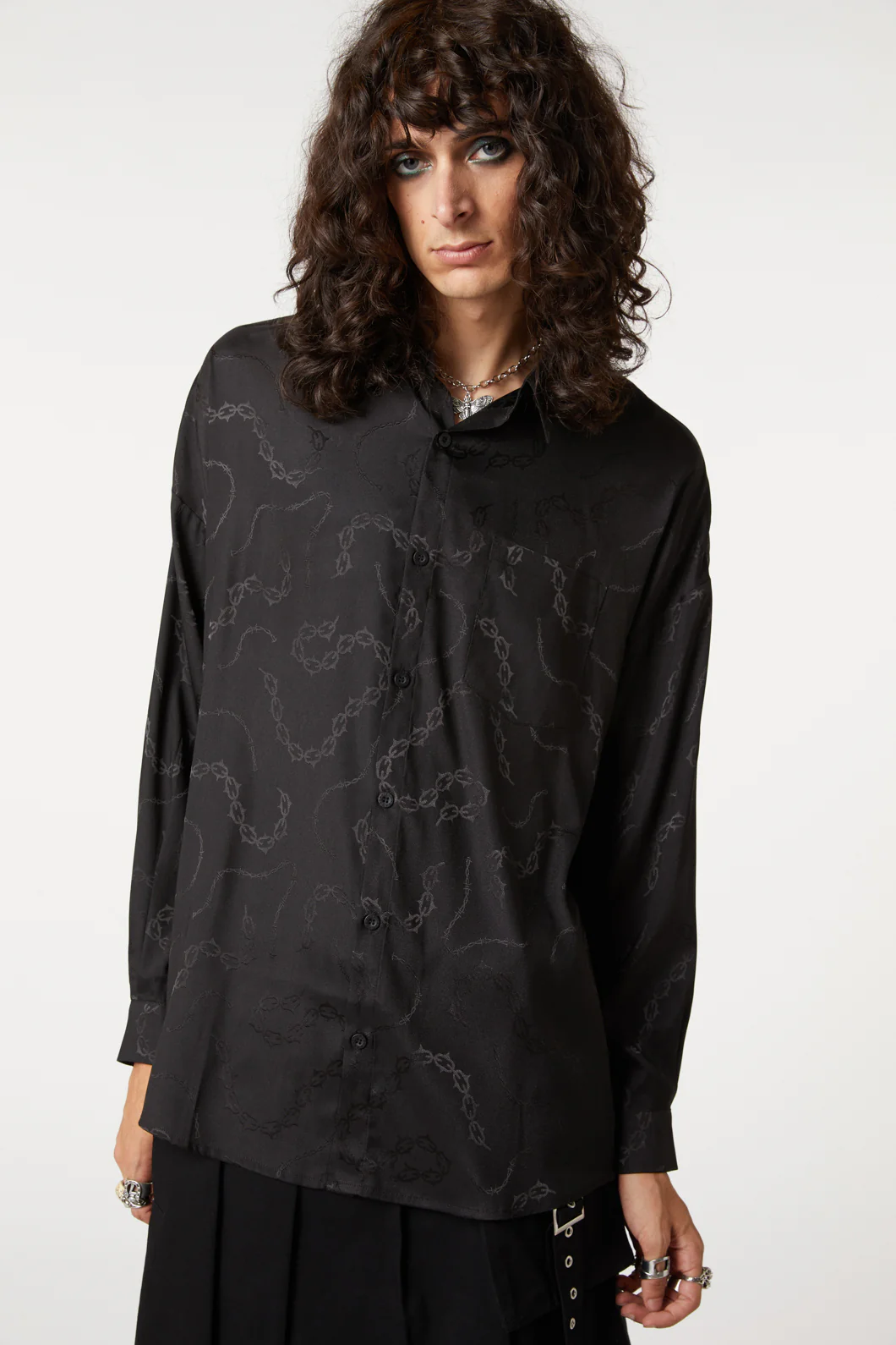 Bound & Chained Satin Long Sleeve Shirt