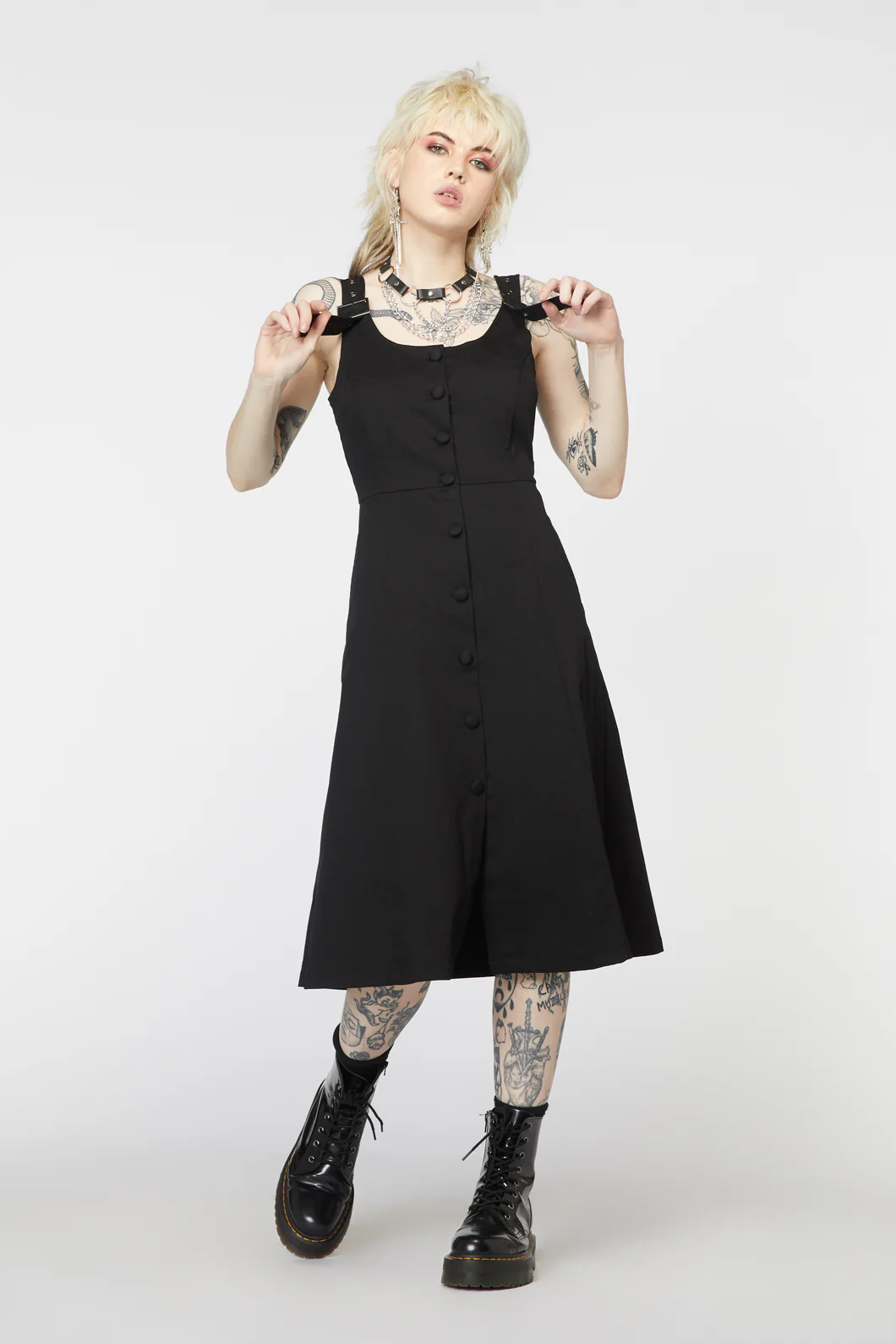 Punk Buckle Midi Pinafore