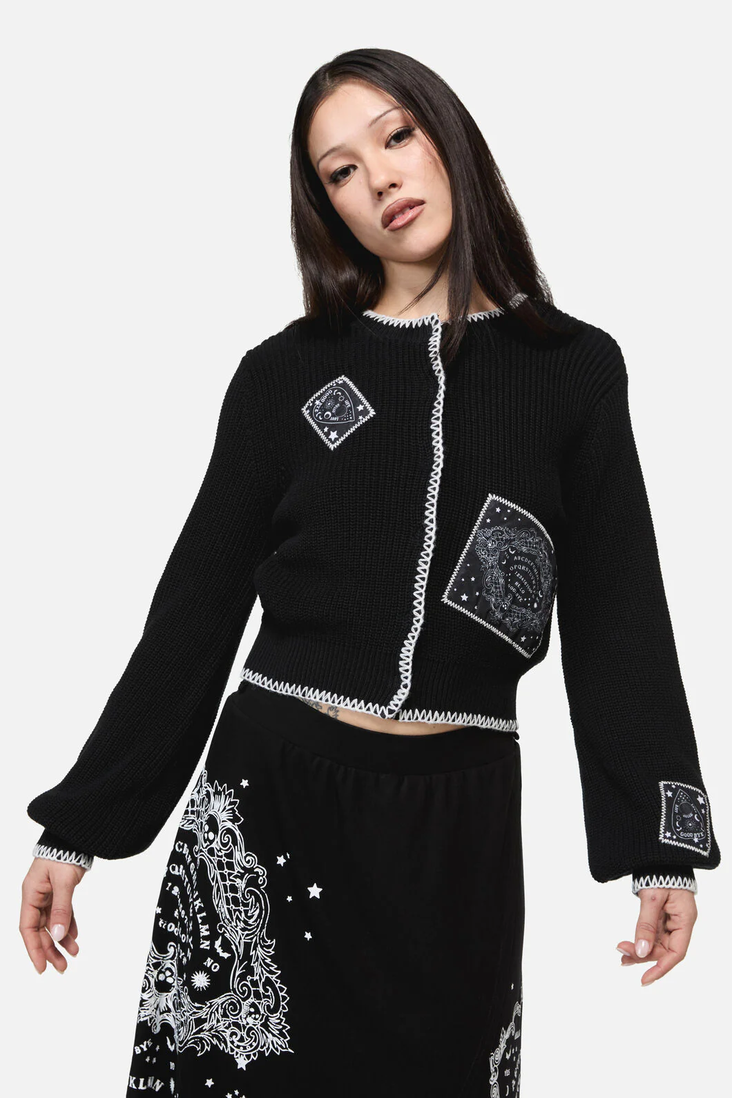 Seance Patch Goth Cardigan