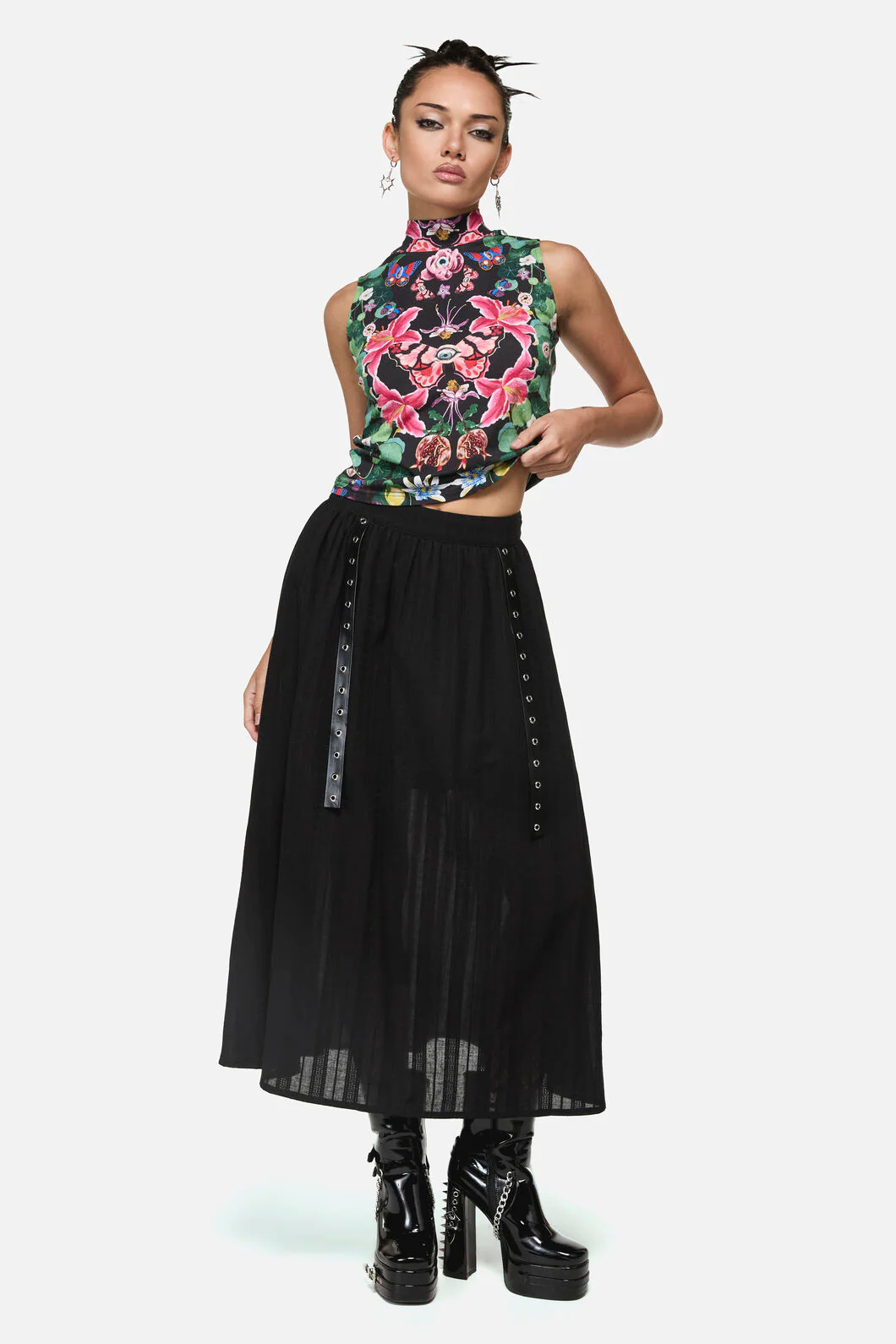 Witches Garden Goth Midi Skirt