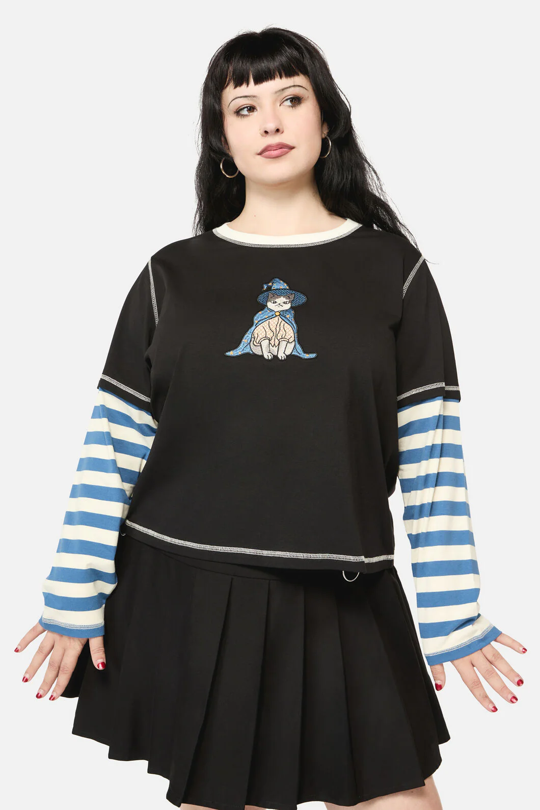 Curve Iykyk Long Contrast Sleeve Top