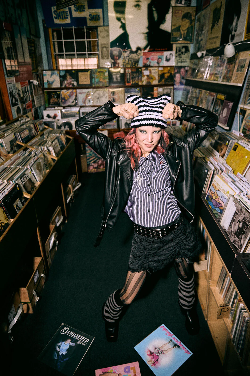 White Charming Stripe Beanie