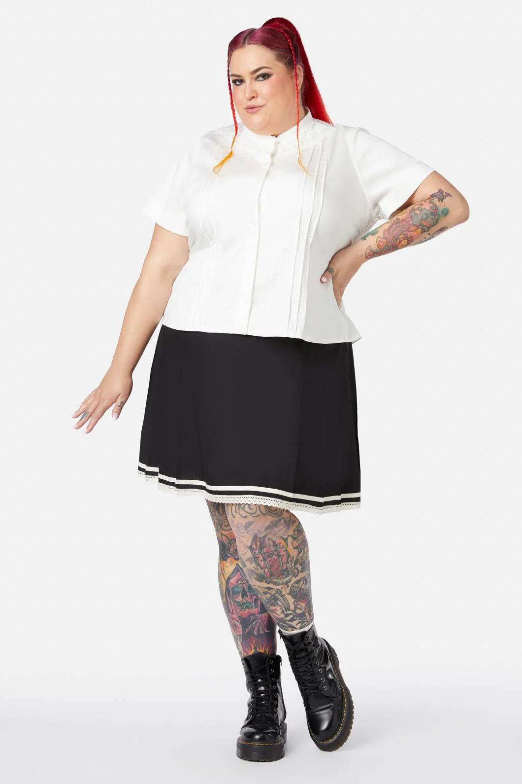 Curve Sunset Lace Trim Blouse