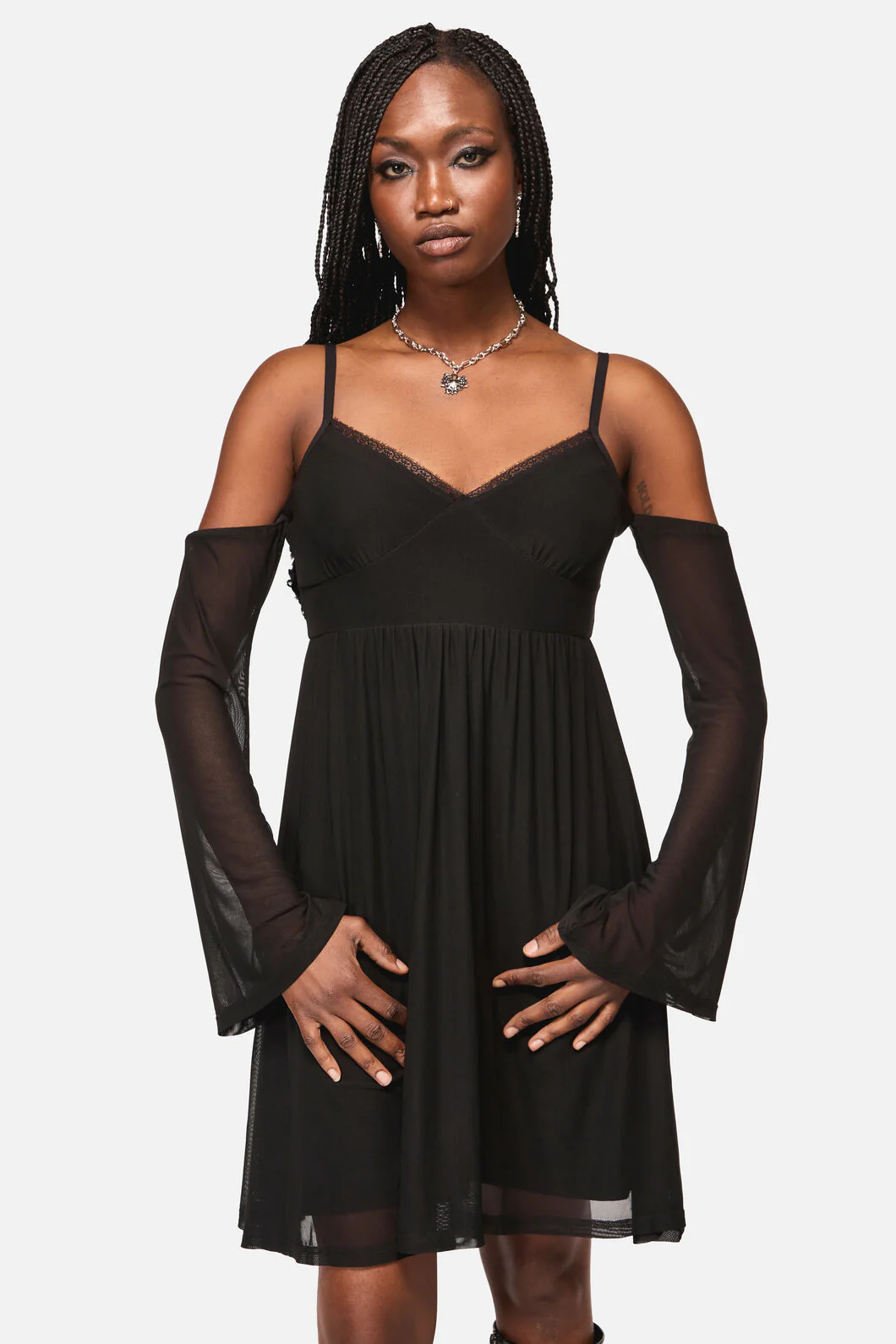 Cross Wise Mesh Dress