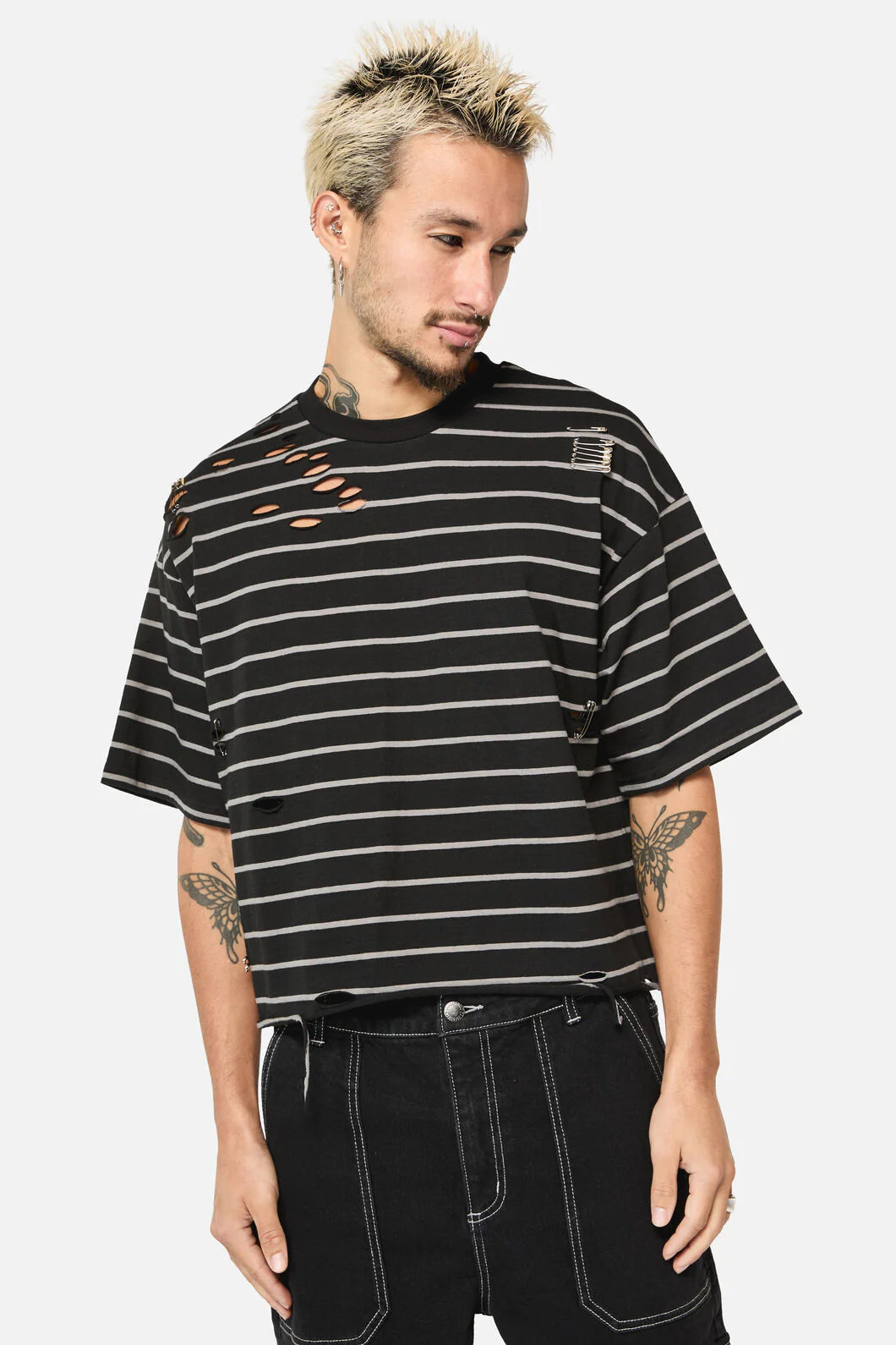 Scribbles Stripey Distressed Tee