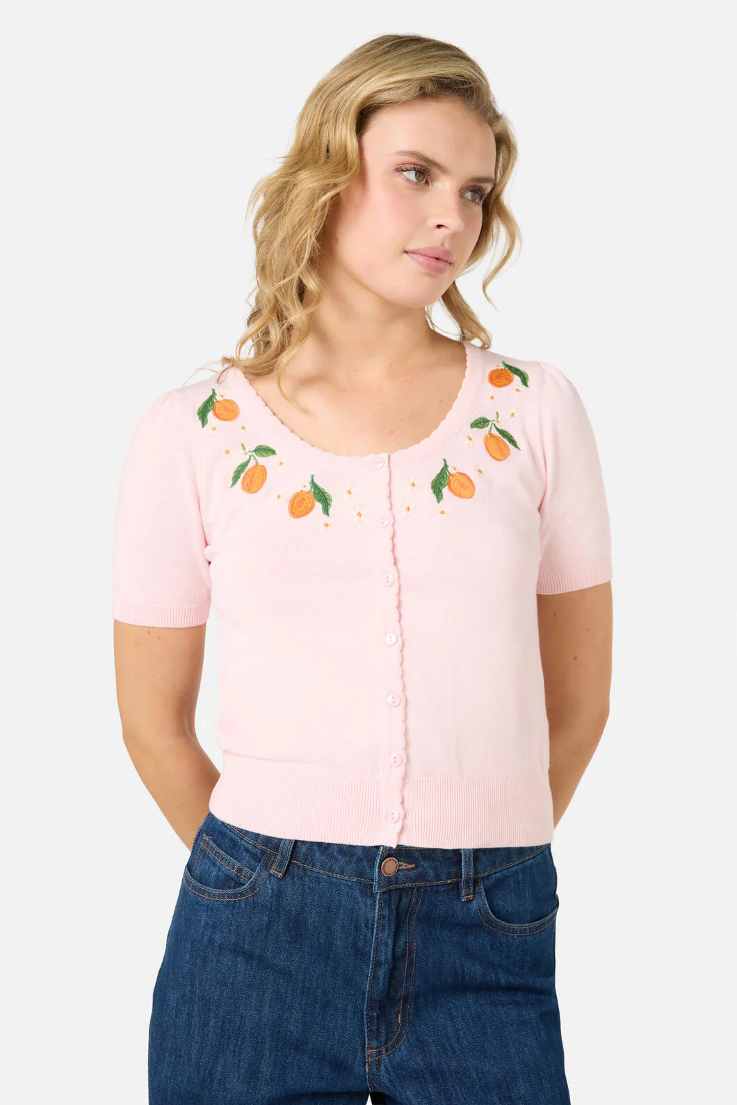 Apricots Embroidered Cardigan