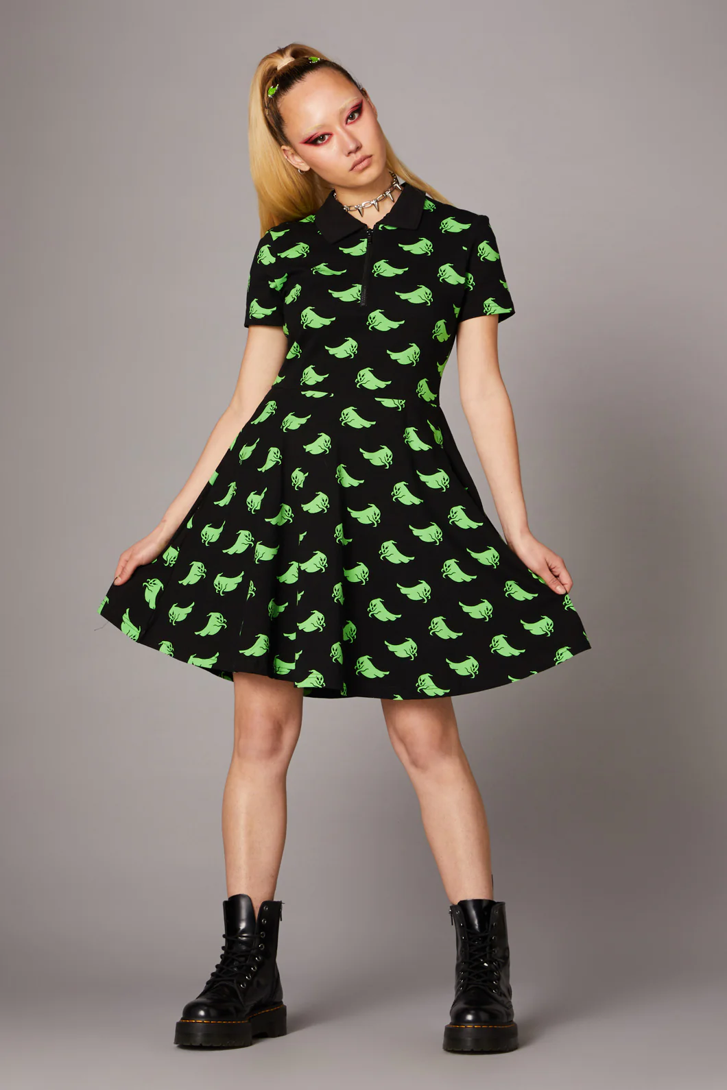 Green Ghost Collar Dress