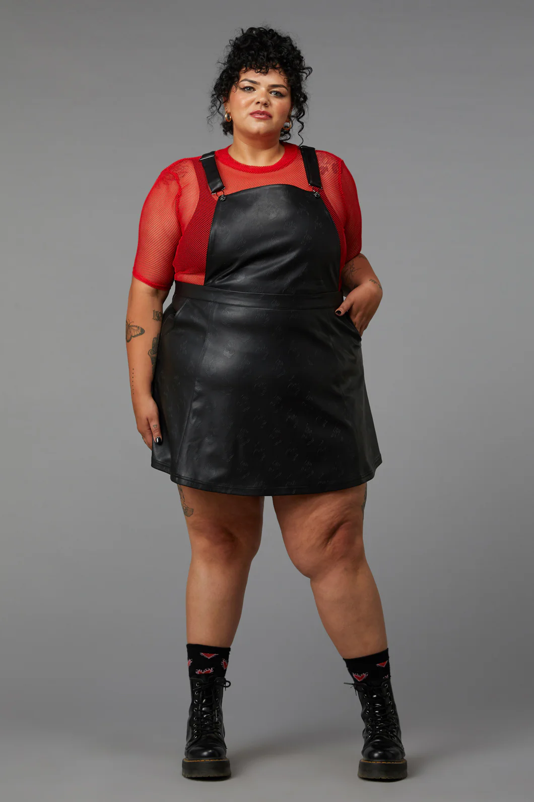 Curve Flamin Embossed Pu Pinafore