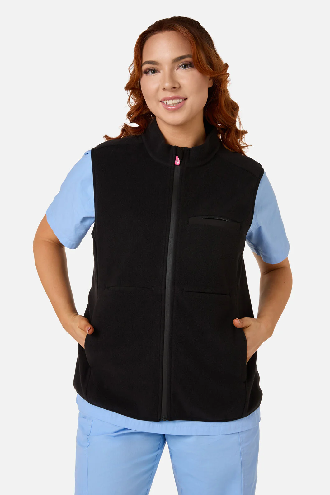 Black Polar Fleece Scrub Vest