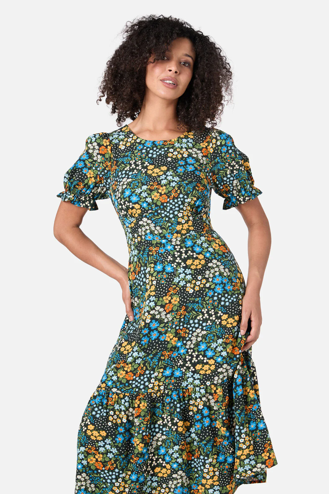 Ada 90's Floral Midi Dress