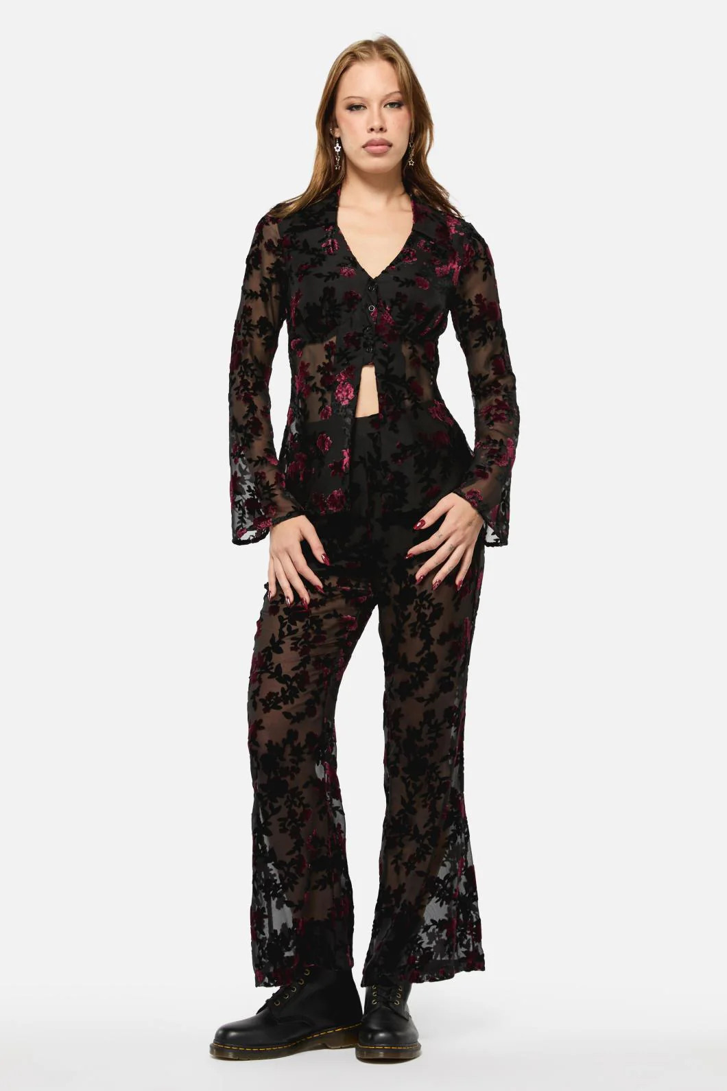 Lush Burnout Velvet Blouse