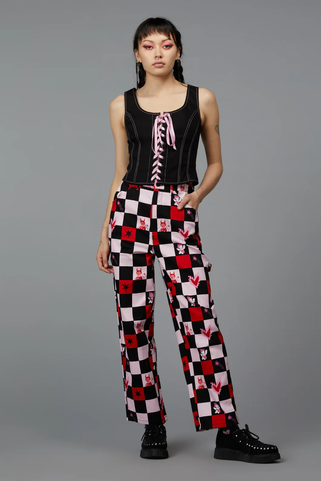 Contrast Grunge Corset Top