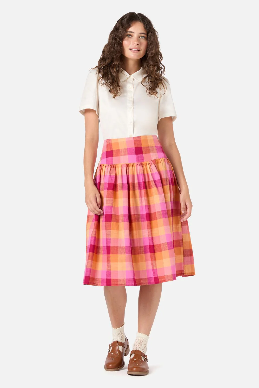 Maxine Check Midi Skirt