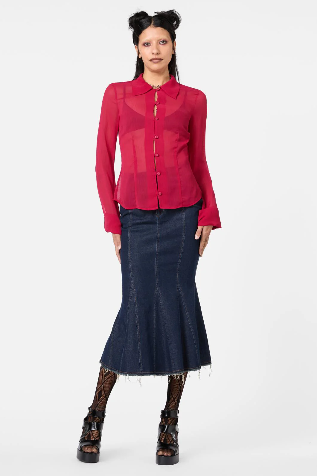 Myth Collared LS Blouse