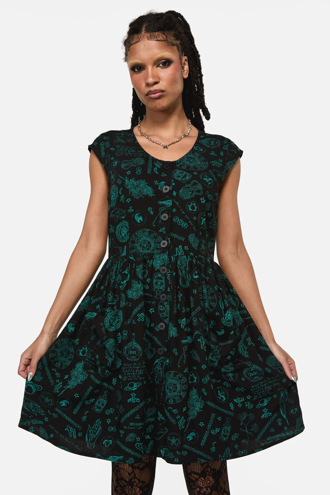 Spellbook Goth Print Dress