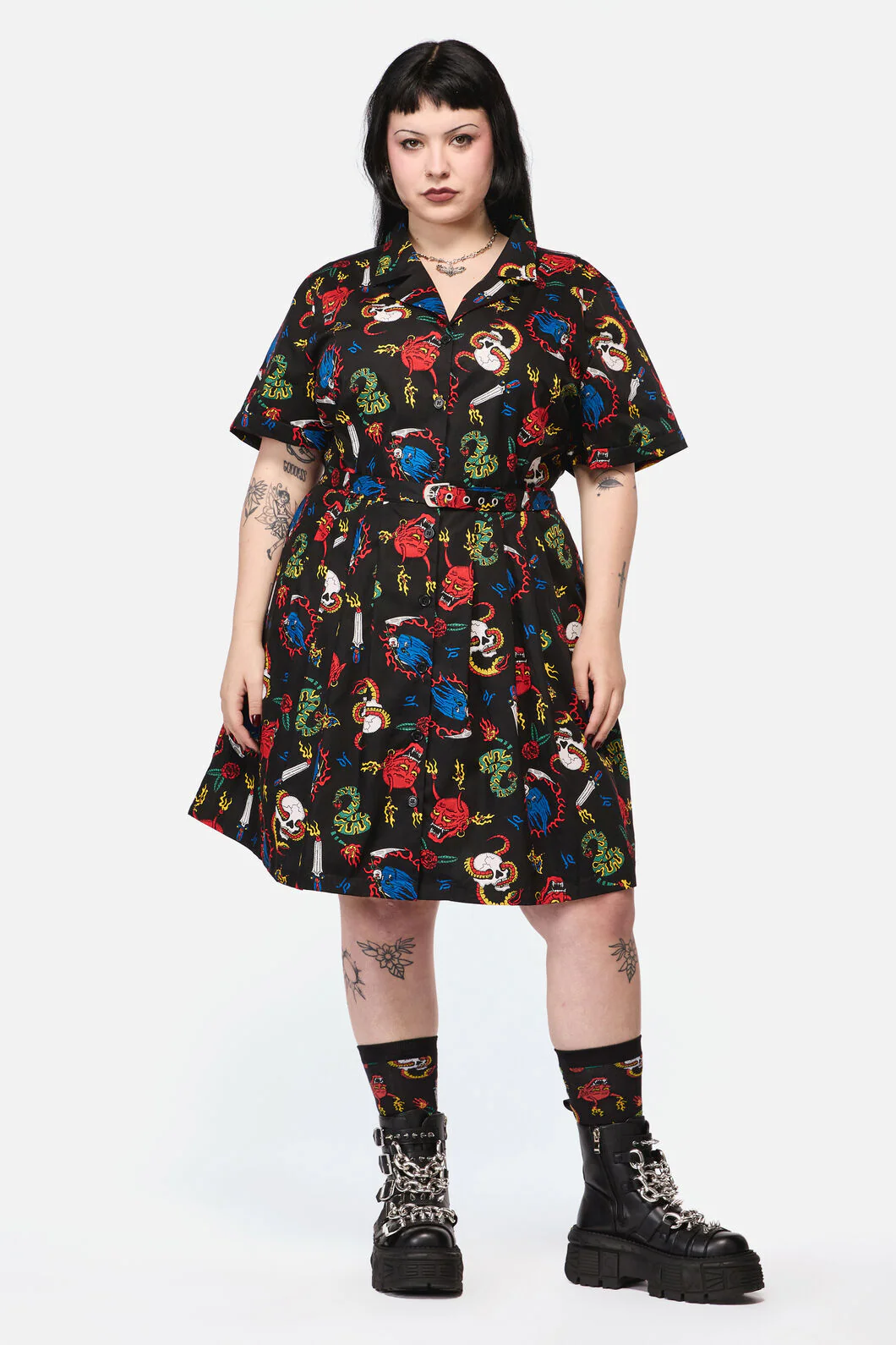 Curve Dangerous Grunge Print Dress