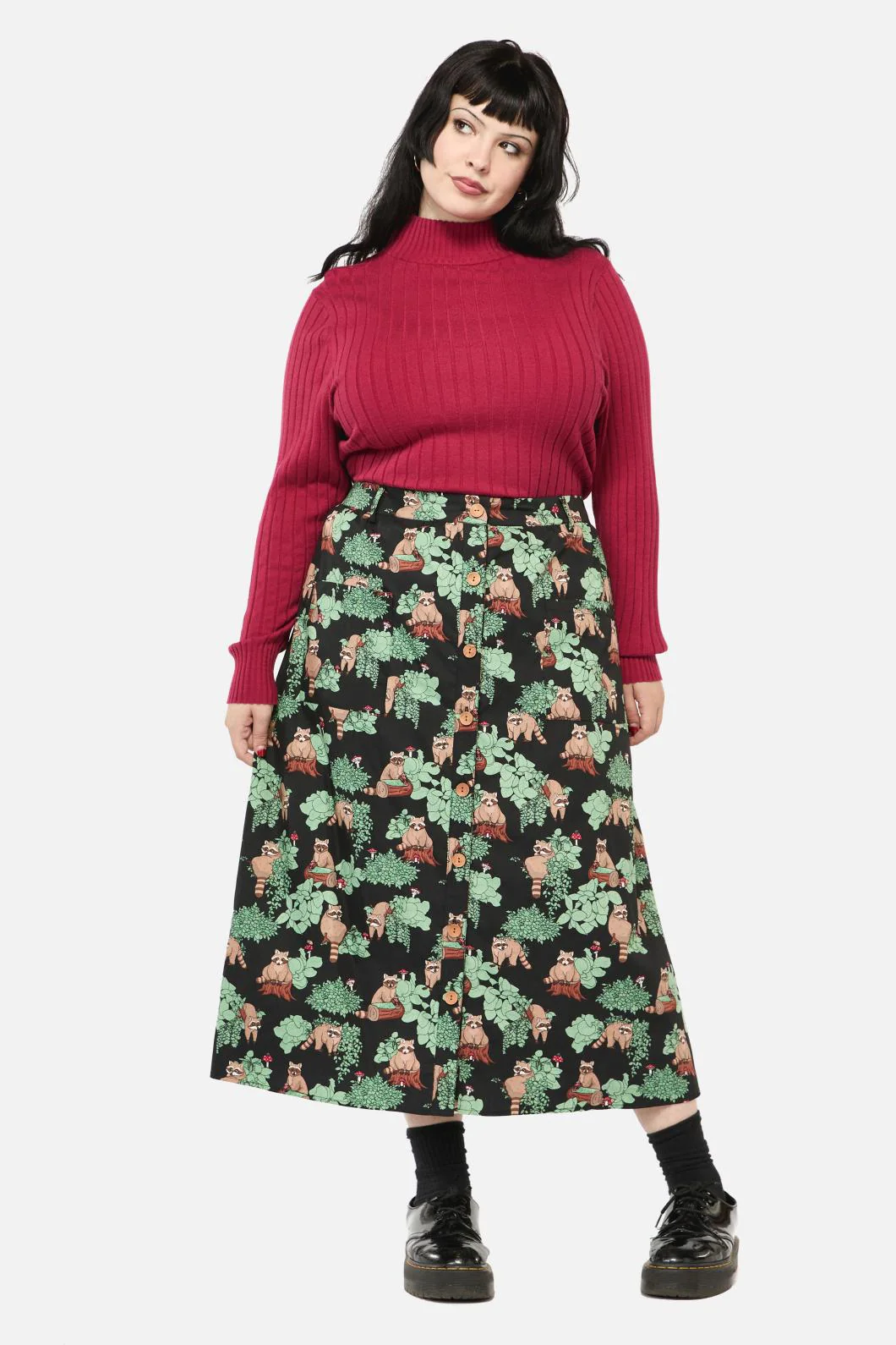 Curve Haus Of Raccoon Print Skirt