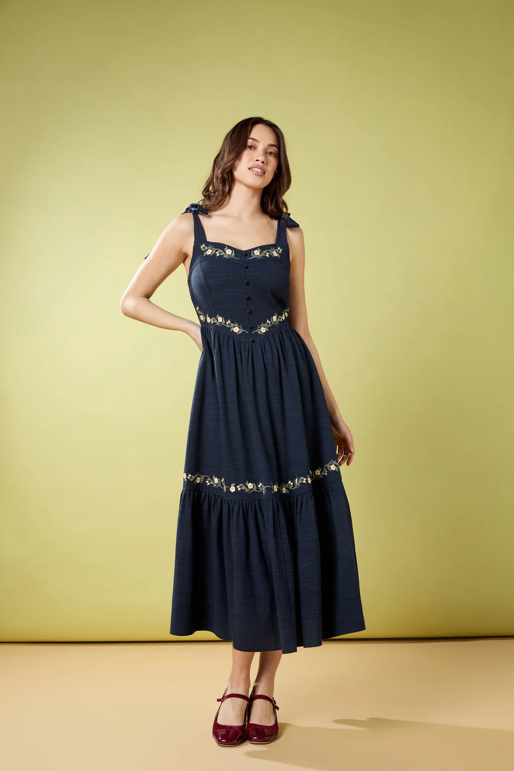 Esme Embroidered Midi Dress