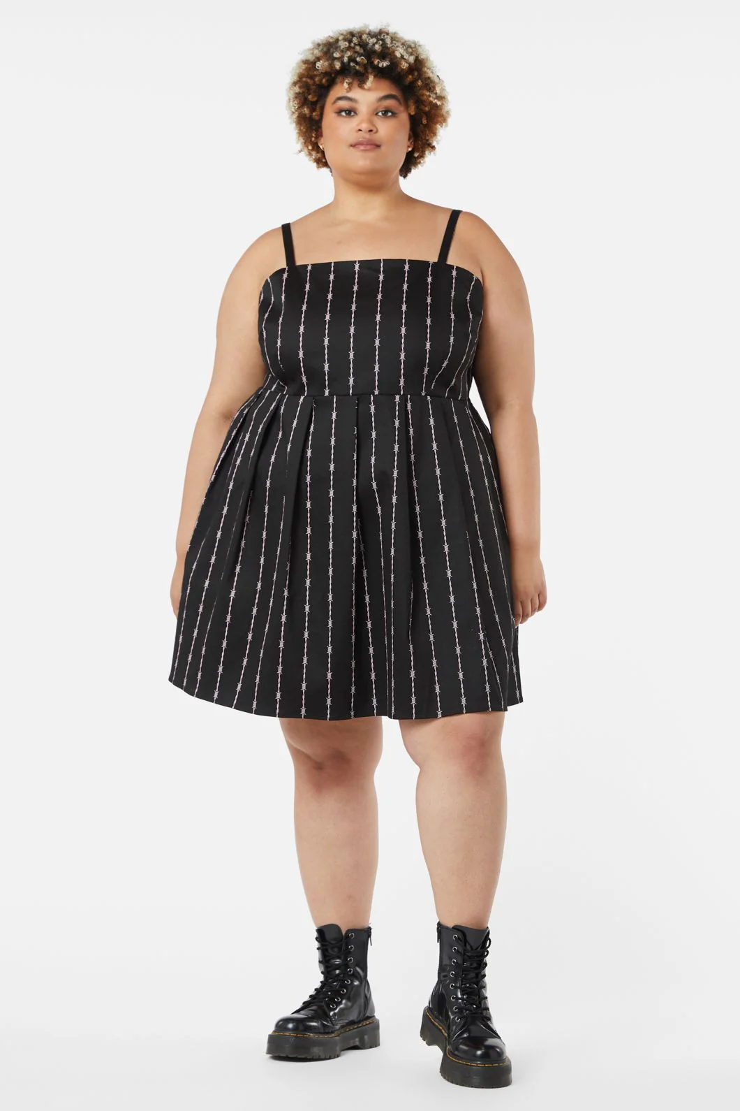 Curve Barbed Wire Bustier Pleated Dress