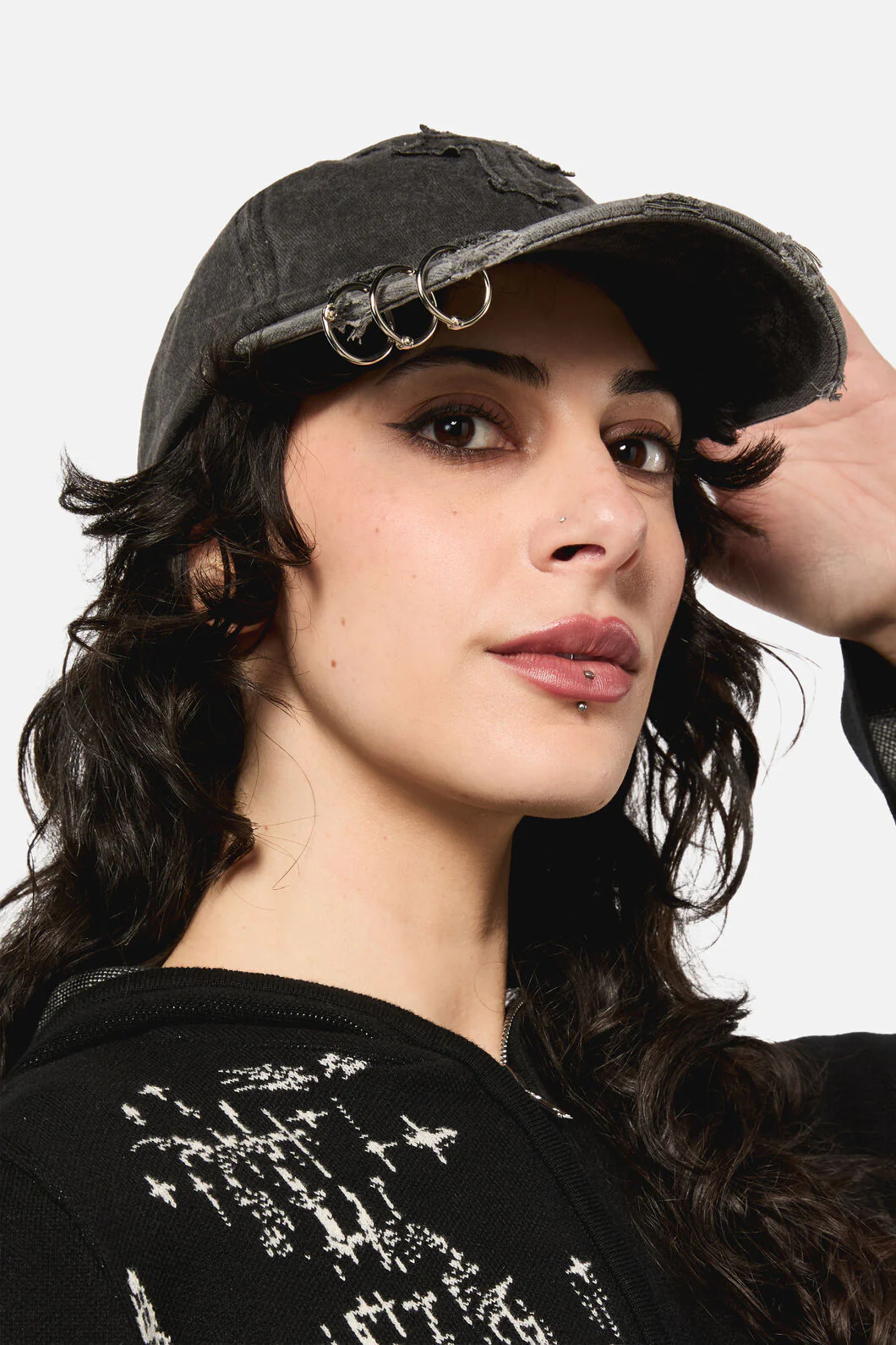 Pierced & Distressed Cross Cap