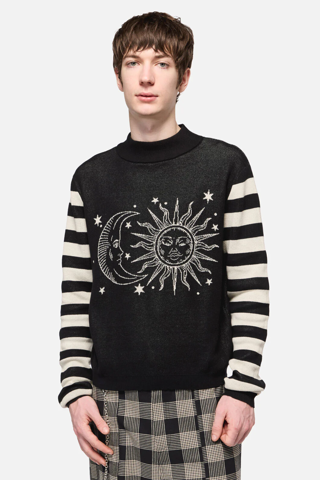 Sun And Moon Stripe Sleeve Unisex Knit